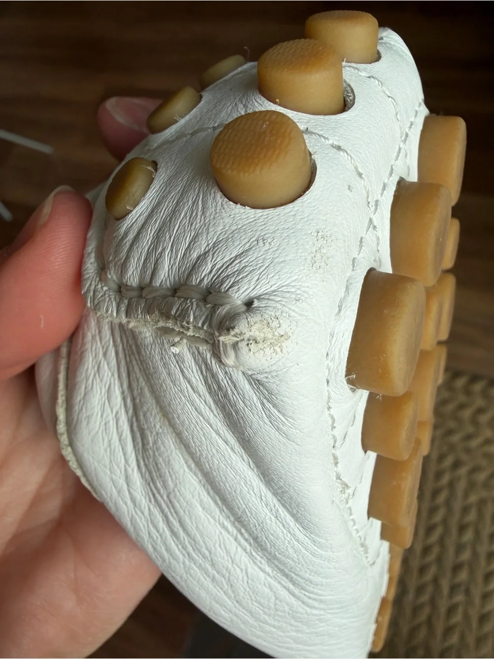 Coach White Pebbled Leather Driving Loafers